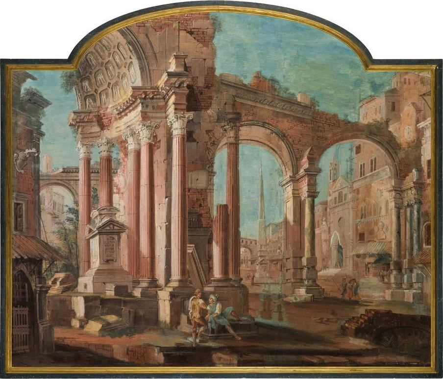 Capriccio architettonico con colonnato - attribuito